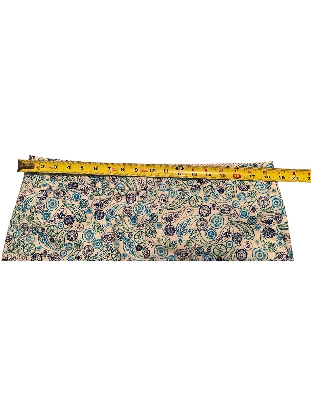 Lands' End Women’s Paisley Print Mid Rise Shorts in Aqua, Blue & Green, Size 14P - Picture 8 of 10